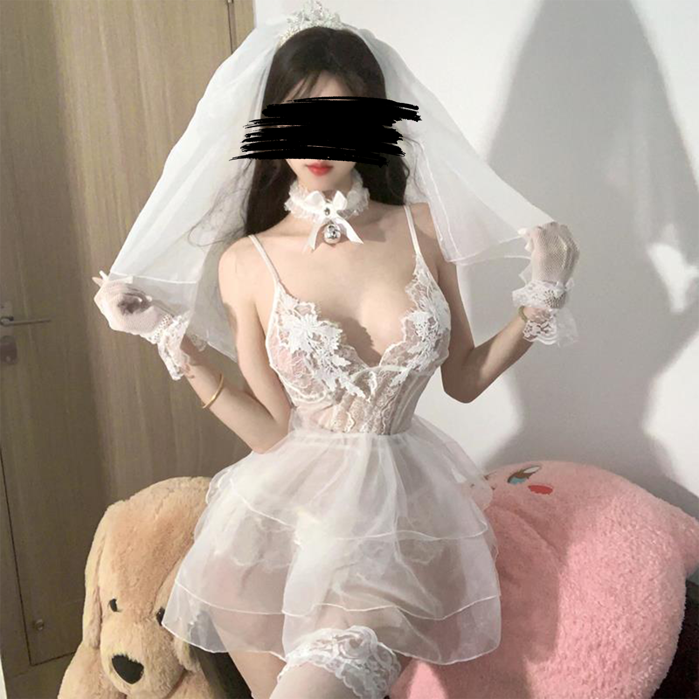 性感内衣情趣婚纱cos透视新娘装制服角色扮演深V诱惑装情调 qqny