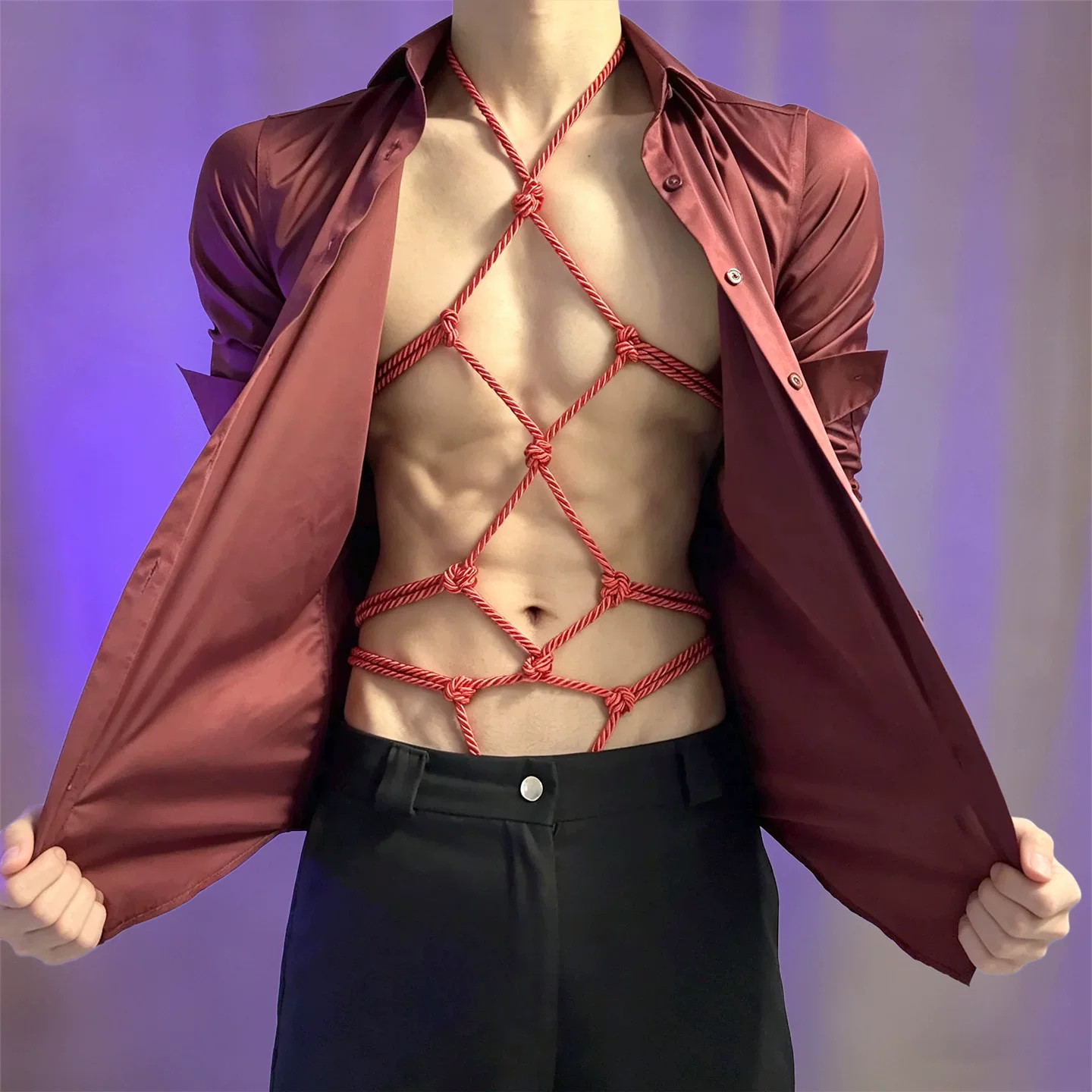 【男女同款】火纯欲禁欲系性感cos显肌肉m夜店男模肚兜绑带衣服攻