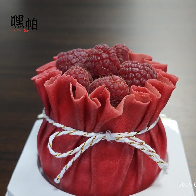 欧焙佳深红色千层皮福袋粉丝绒千层皮12张班戟皮毛巾卷冷冻成品