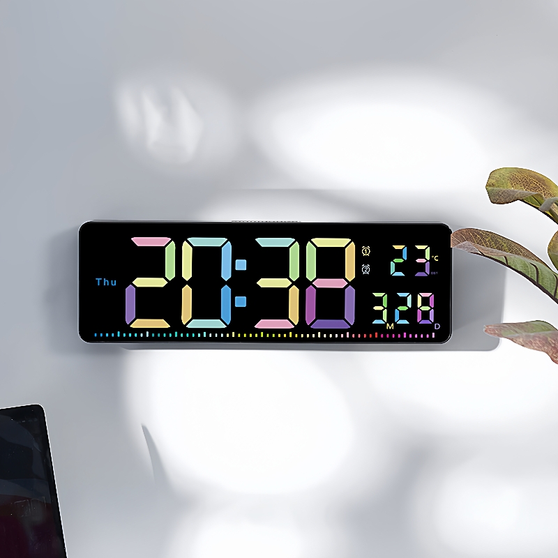 创意挂钟简约彩色客厅挂钟健身房秒表时钟多功能钟表大屏幕6663