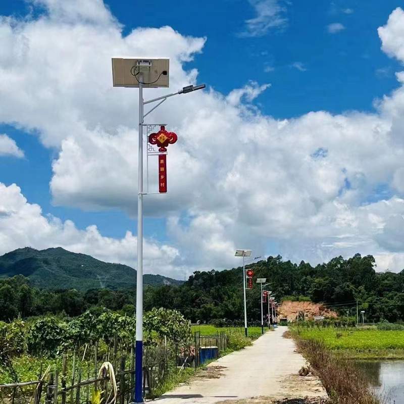 LED中国结太阳能路灯6米城市道路国庆春节日亮化发光旗帜灯笼装饰