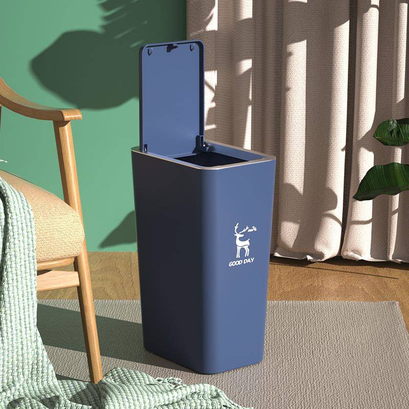 ⇓夹缝垃圾桶家用按压式扁长方形窄缝带盖客厅厨房轻奢厕所卫生