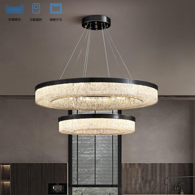 全铜轻奢圆环形客厅吊灯后现代高档意式极简餐厅吊线灯智能卧室灯