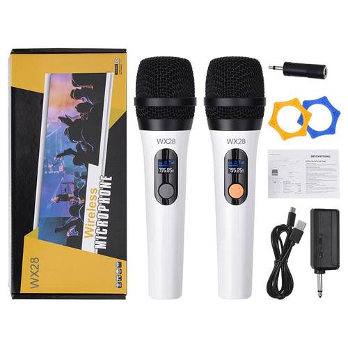 WX28无线双麦克风2024年新款可充电一拖二无线手持话筒热卖款