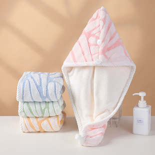 新款双层可爱干发帽速干吸水珊瑚绒浴帽加大加厚超柔吸水包头巾