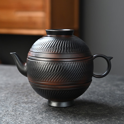 2025新款灯笼紫陶一壶二杯旅行茶具套装户外露营外出便携包快客杯