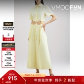 折扣 ANNA QUAN女镂空棉质混纺衬衫 式 中长连衣裙