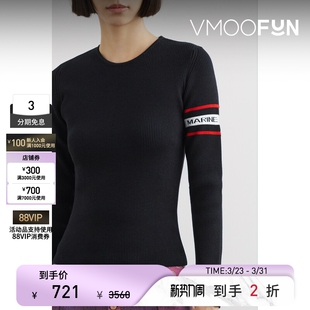 SERRE MARINE 末折扣 秋冬女嵌花挖剪针织羊毛毛衣针织衫 季