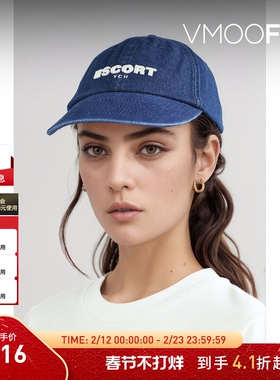 【新年礼物】YCH 女简约运动风白色刺绣深蓝色牛仔鸭舌帽