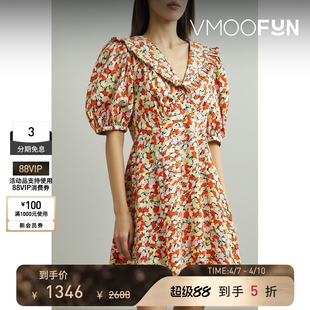 RIXO春夏女士花卉印花棉质巴里纱迷你连衣裙