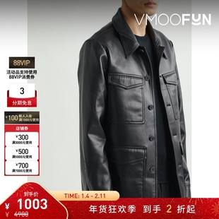 【折扣】SEAN SUEN 秋冬男宽松人造皮革外套