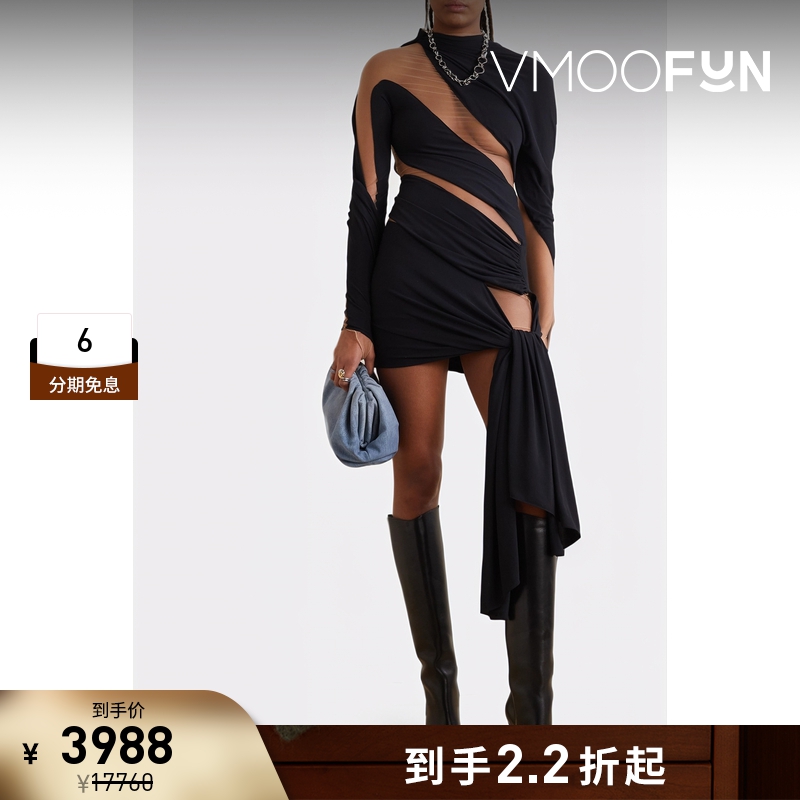 【折扣】Mugler 女解构弹力布绢网迷你连衣裙