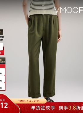 【折扣】ALEX MILL女士褶裥亚麻莱赛尔棉质混纺直筒裤