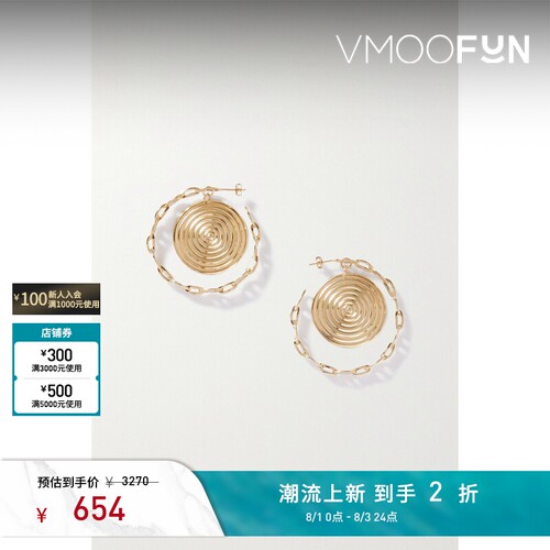 【礼物】Paco  Rabanne 女金色链环圆形耳环