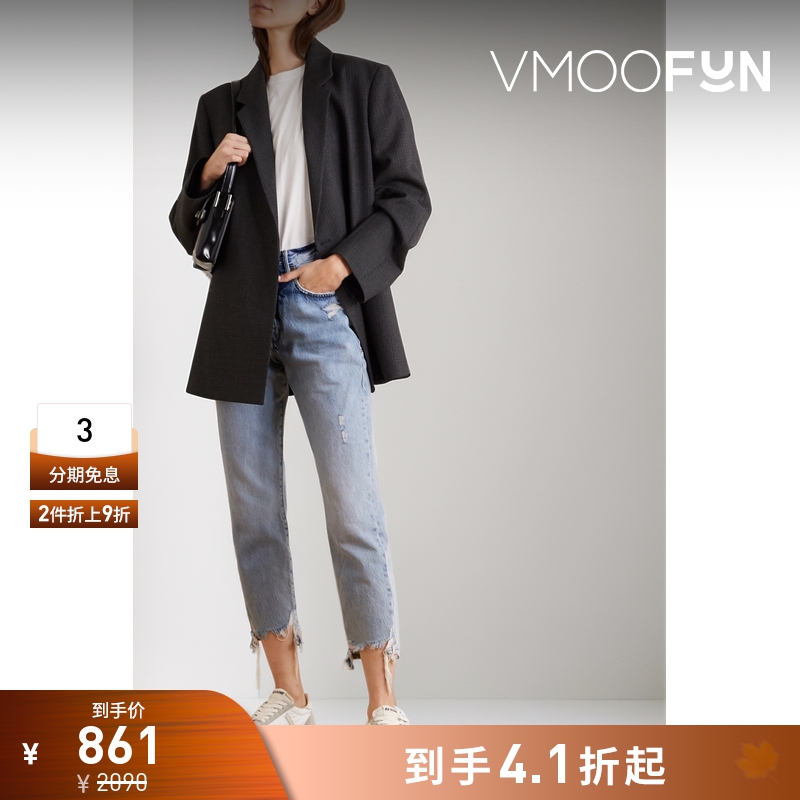 【折扣】[经典款]FRAME女仿旧高腰直筒牛仔裤