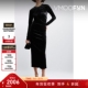 连衣裙 女轻熟缩褶弹力天鹅绒丝绒小黑裙长袖 折扣 TOTEME