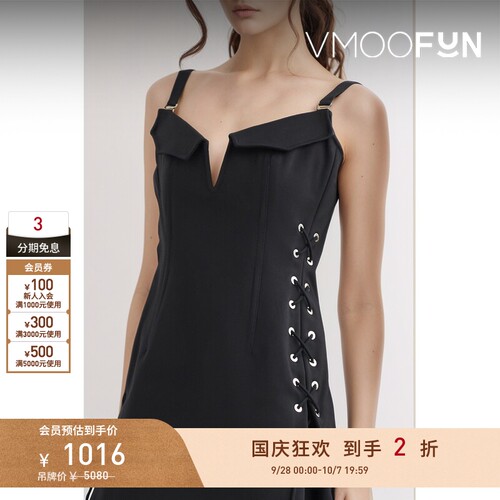 【折扣】Dion Lee 春夏女绑带式棉质混纺平纹布迷你连衣裙