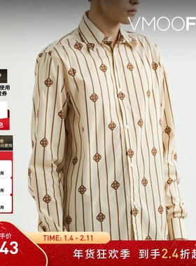 【折扣】EGONLAB 男女同款宽松印花棉质衬衫