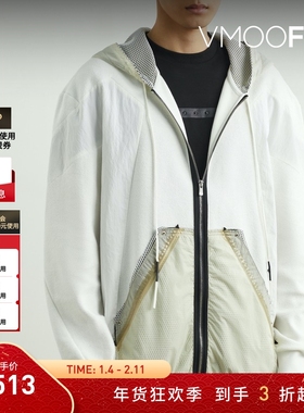 【折扣】CARNET-ARCHIVE 男春秋宽松连帽格子布拼接棉质外套