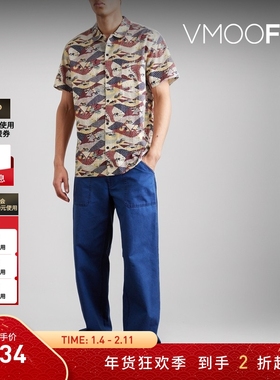 【折扣】YMC 男印花泡泡纱短袖衬衫