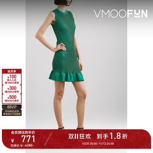【D11折扣】DVF 春夏女荷叶边饰罗纹针织迷你连衣裙