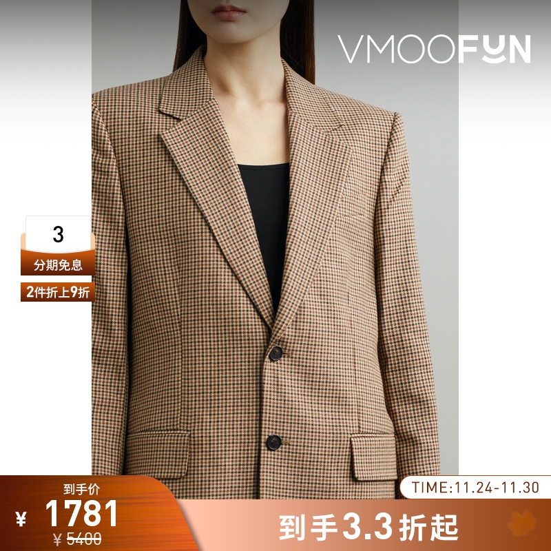 【折扣】FILIPPA K 早春女千鸟格绵羊毛混纺西装外套