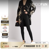 leset 末折扣 秋冬女士弹力双罗纹黑色踩脚裤 季