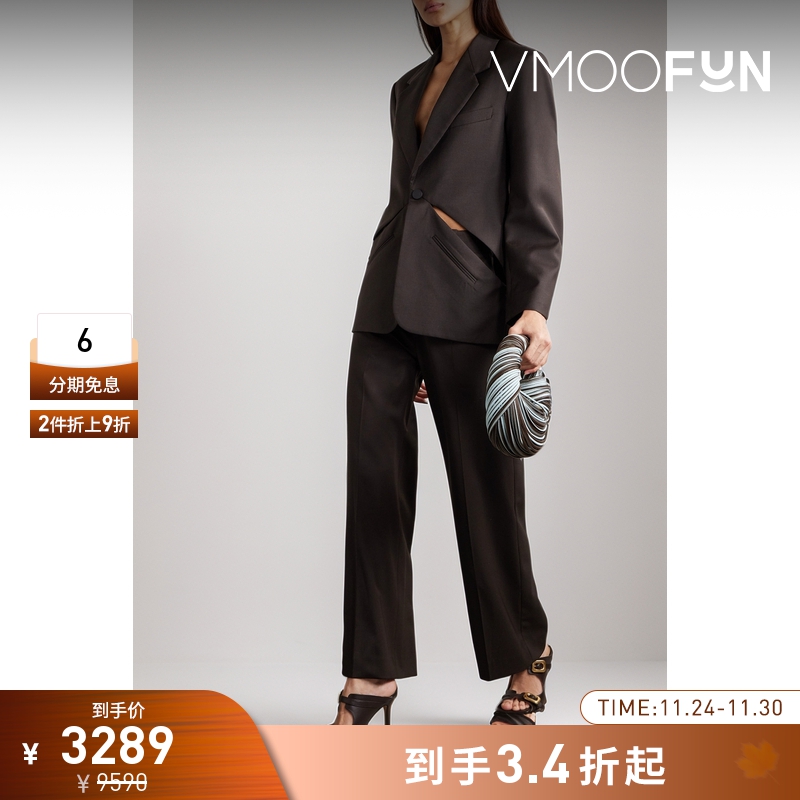 【折扣】CHRISTOPHER ESBER 女士挖剪羊毛混纺斜纹布西装外套