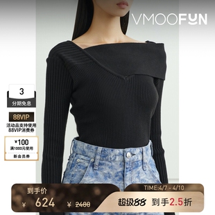 末折扣 YCH 女秋冬不对称罗纹针织上衣 季