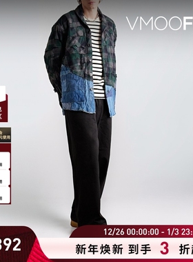 【折扣】GREG LAUREN 男士仿旧牛仔布拼接法兰绒衬衫式外套