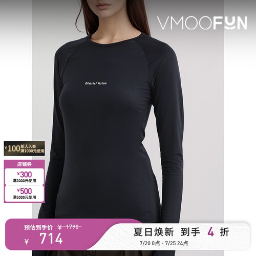 DISTRICT VISION 春夏女印花弹力平纹布上衣打底衫