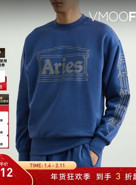 【折扣】Aries 早春男印花棉质平纹布抓绒卫衣