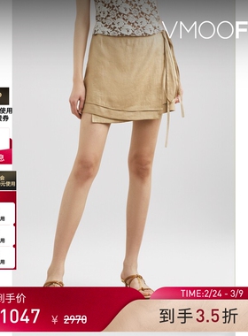 【38开门红】REJINA PYO女苎麻迷你结饰半身裙