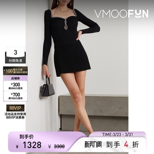 Portrait Self 末折扣 女士秋冬水晶缀饰挖剪罗纹针织上衣 季