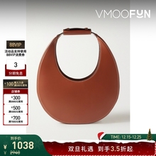 【圣诞礼物】STAUD女皮革褐色手拎包新月包