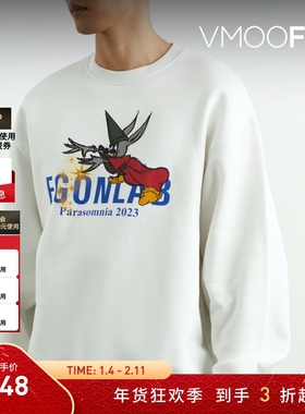 【折扣】EGONLAB 早春男宽松品牌标志印花棉质卫衣