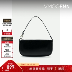 【新年礼物】By Far女士漆皮黑色简约款单肩包手提包