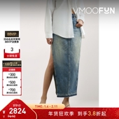 女轻熟仿旧牛仔超长半身裙 夏季 折扣 R13