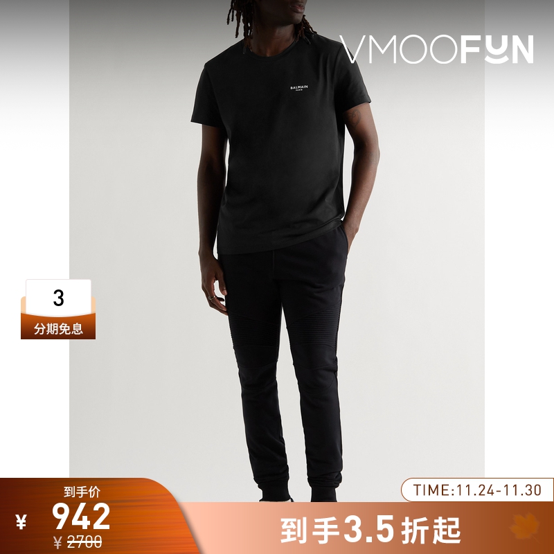 【折扣】[经典款]BALMAIN 夏季男女同款黑色棉质圆领T恤