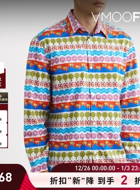 【折扣】EGONLAB 男宽松印花棉质府绸衬衫