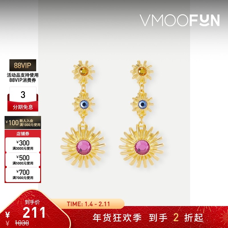 【新年礼物】KENNETH JAY LANE 女玻璃镀金耳环,饰品/流行首饰/时尚饰品新,耳环,淘宝优惠券,粉丝福利购,淘宝优惠卷