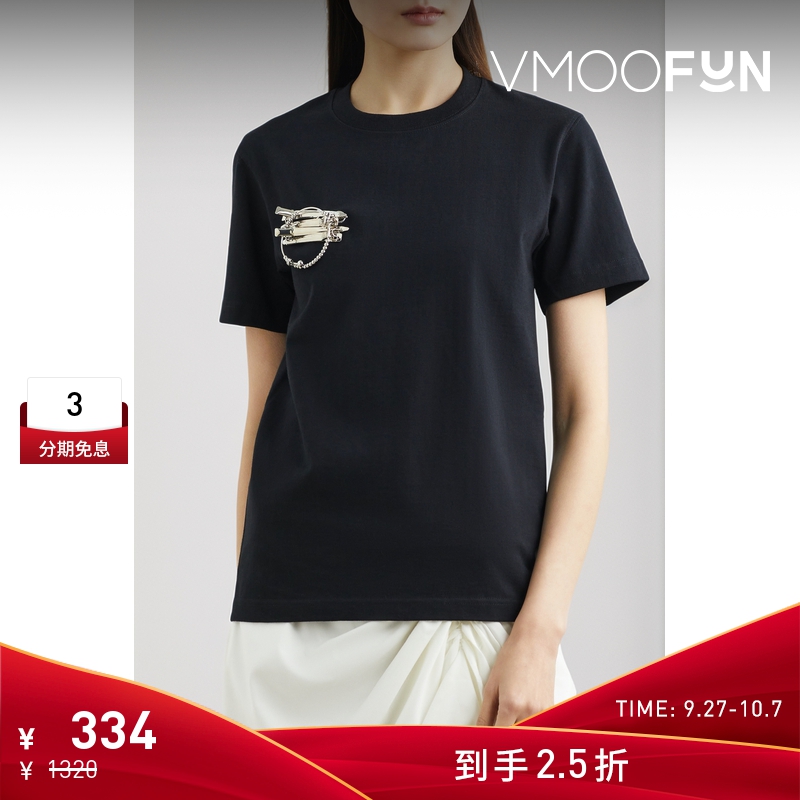 【折扣】SHIE LYU 女带缀饰棉质平纹布T恤