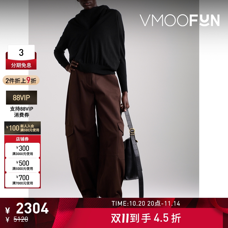 【折扣】Co Collection 秋冬女黑色V领毛针织衫打底衫毛衣