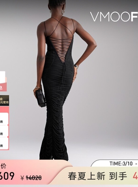 Mugler 夏季女褶饰弹力网布连衣裙