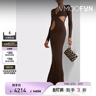 Zeynep Arcay春夏女前卫设计不对称挖剪超长连衣裙