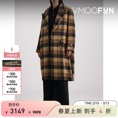 【季末折扣】Ader Error 秋冬女双排扣格纹外套