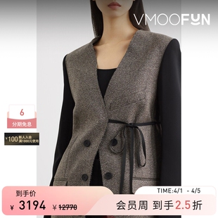 NINA 季 末折扣 秋冬女混纺斜纹布拼接羊毛外套 RICCI