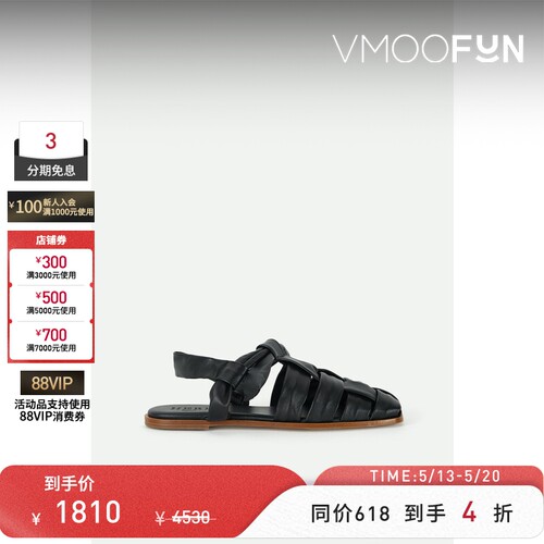 HEREU 夏季女蝴蝶结饰黑色皮革凉鞋