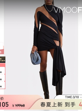 Mugler 女解构弹力布绢网迷你连衣裙