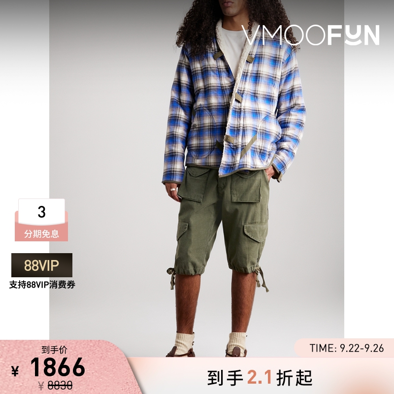 【折扣】GREG LAUREN 男经典复古锥形棉质工装短裤